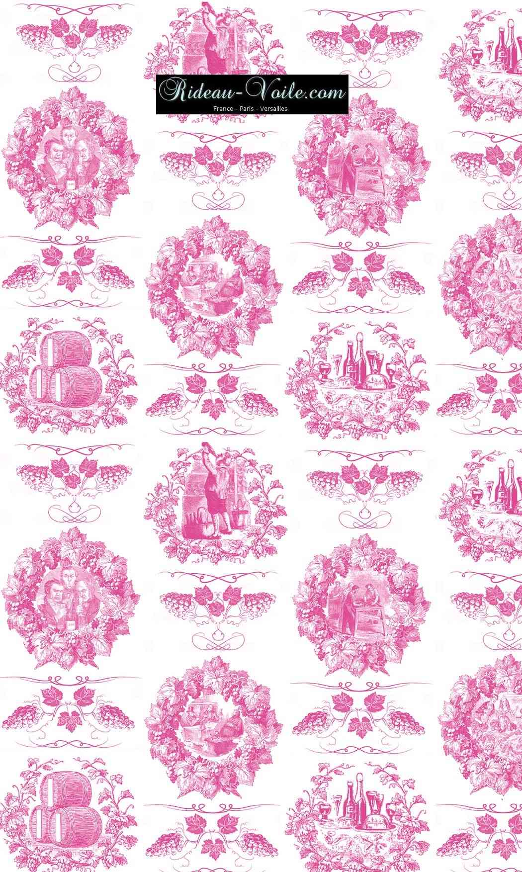 Toile de jouy tissu motif imprimé ameublement décoration tapisserie linge de maison housse coussin couette luxe lit fabric pattern printed home furnishing decoration tapestry linens cover cushion quilt luxury upholstery pink fushia rose